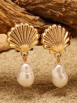 Stol'N - Shell Gold Alloy Pearl Shell Drop Earrings