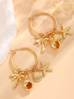 Stol'N - Alloy Starfish Shell Hoop Earrings