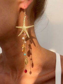 Stol'N - Golden Alloy Starfish Drop Earrings