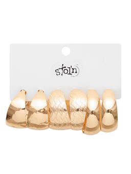 Stol'N - Golden Hoop Earrings (Pack Of 3)