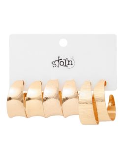 Stol'N - Golden Hoop Earrings (Pack Of 3)