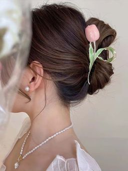 Stol'N - Pink Tulip Flowers Claw Clip