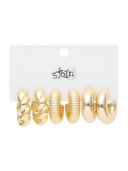 Stol'N - Golden Hoop Earrings (Pack Of 3)
