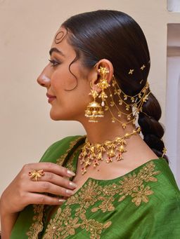 Tangerine - Gajra Kaan chain Ear Cuff