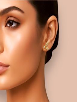 Accessher - Gold-Tone American Diamond Contemporary Stud Earrings