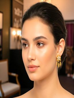 Accessher - Gold-Tone American Diamond Celebrity-Inspired Drop Earrings