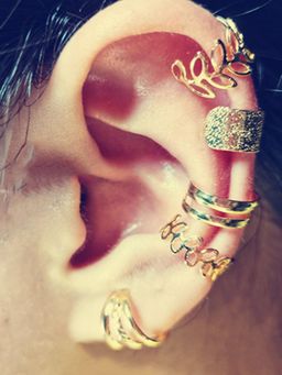 Stol'N - Alloy Geometric Ear Cuffs (Pack Of 5)