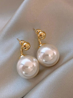 Stol'N - Gold Metal Pearl Drop Earrings