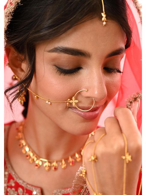 Tangerine Netra Nose Ring with Chain