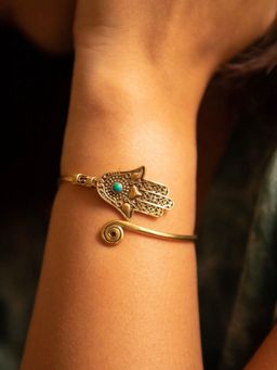 SOUL WORKS - Hamsa Hand Cuff With Turquoise Stone