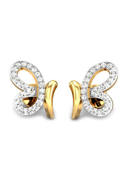 Candere by Kalyan Jewellers - 18K BIS Hallmark Yellow Gold & Diamond Butterfly Earrings