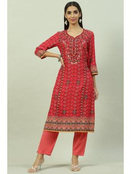 Biba - Red Printed Kurta