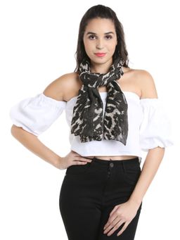 Style Quotient - Women Black & Beige Animal Print Stole