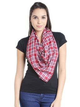 Style Quotient - Women Checked Red Scarf