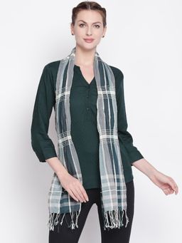 Style Quotient - Women Green Checked Scarves