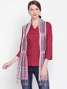 Style Quotient - Women Pink Checked Scarves