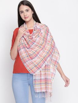 Style Quotient - Women Multi Color Pink Checked Scarf
