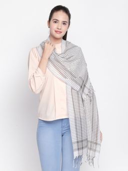 Style Quotient - Women Brown & White Checked Scarf