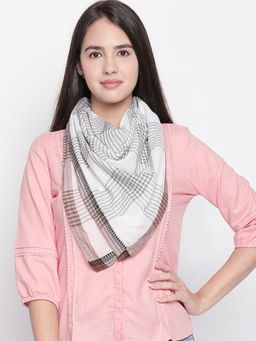 Style Quotient - Women Grey & White Checked Scarf