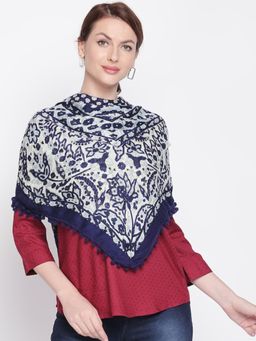 Style Quotient - Women Navy Blue & White Printed Scarf