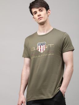 GANT - Men Green Solid Regular Crew T-shirt