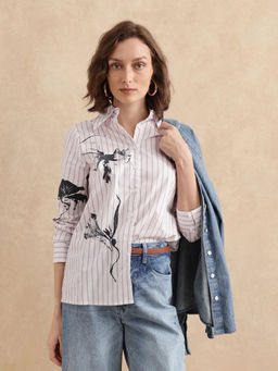 RAREISM - Nzingat Primary White Floral Print Regular Shirt