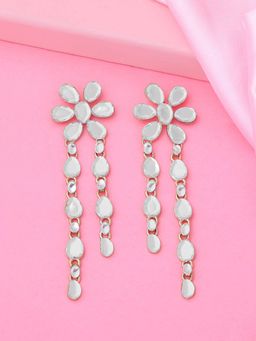 Estele - Gold Plated Flower Designer Earrings with Kundan for Women