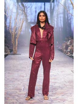 Nirmooha - Ruby Sequenced Cropped Blazer Purple