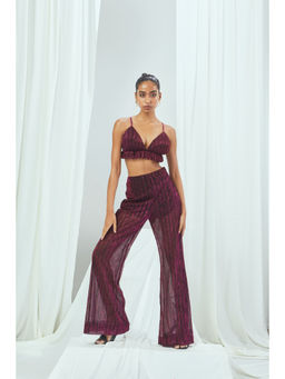 Nirmooha - Metallic Ruby Bralette with Ruffle Purple