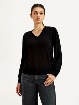 Levi's - Women's Embellished Black V Neck Sweater