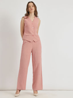 FableStreet - Linen Waistcoat Co-Ord - Dusty Pink (Set of 2)