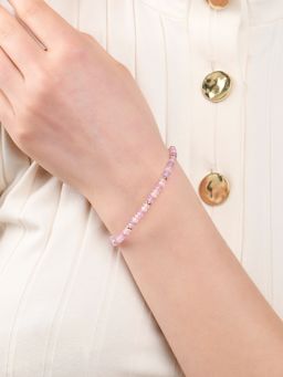 Accessorize London - Womens Pink Facet Bead Clasp Bracelet