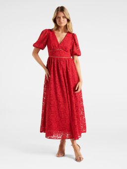 Forever New - Crimson Ivanka Lace V Neck Midi Dress