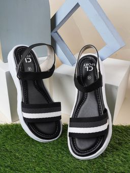 Carlton London - Stripes Black Sandal