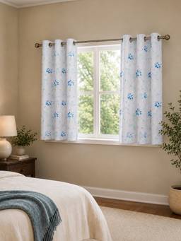 Rosara Home - White Floral Room Darkening Curtains (Pack Of 2)