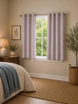 Rosara Home - Beige Geometric Regular Curtains (Pack of 2)