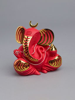 EL' UNIQUE - Red Chand Ganesha Idol