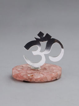 EL' UNIQUE - Silver Om Cutwork On Rose Quartz Base