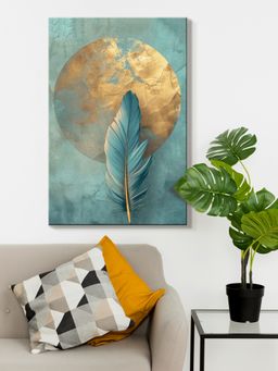 999Store - Gold Accents Feather Canvas Painting