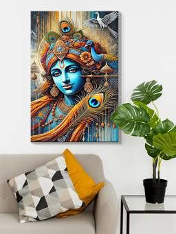 999Store - Lord Krishna with Peacock Feathers Painting