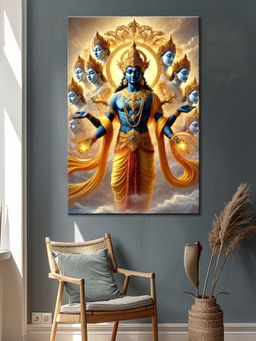 999Store - Divine Vishnu Cosmic Multi-Headed Canvas-Wrapped Painting