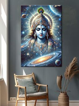 999Store - Cosmic Krishna Portrait Canvas-Wrapped Painting