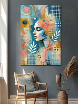999Store - Modern Abstract Face Canvas-Wrapped Painting
