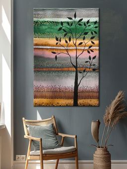999Store - Whimsical Tree & Fields Canvas-Wrapped Painting