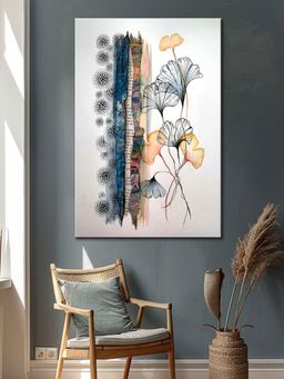 999Store - Abstract Floral & Ginkgo Leaf Canvas-Wrapped Painting