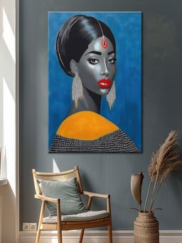 999Store - Striking Portrait with Red Accents Canvas-Wrapped Painting