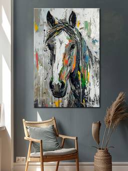 999Store - Vibrant Horse Portrait Canvas Painting