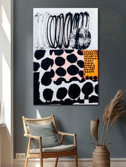 999Store - Bold Abstract Black & White Canvas-Wrapped Painting