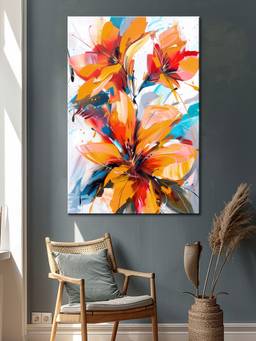 999Store - Vibrant Floral Explosion Canvas-Wrapped Painting