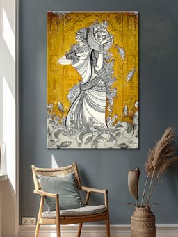 999Store - Ethnic Art Woman with Fish Canvas-Wrapped Painting